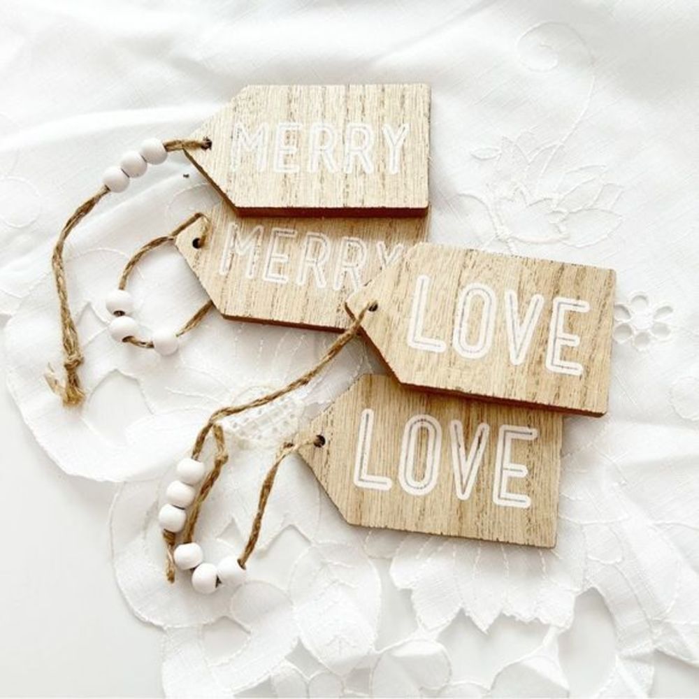 Wooden Gift Tags merry bright love choose two and add to bundle for discount new